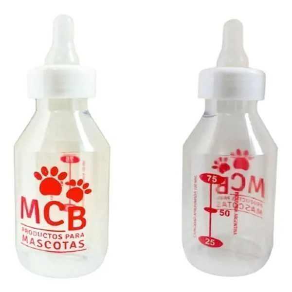 Mamadera de vidrio y plástico para cachorros